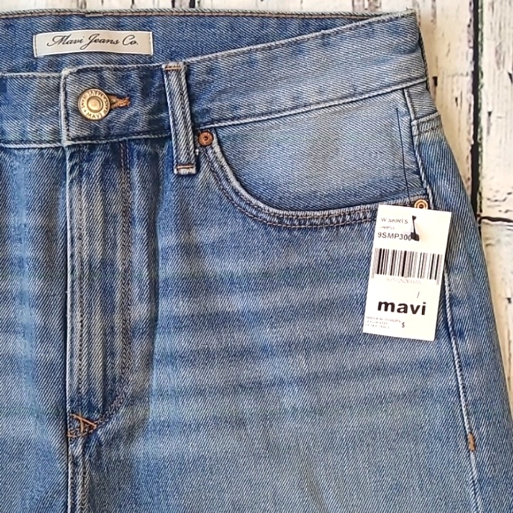 🆕️NWT Mavi Lindsay Raw Hem Light Wash Blue Denim Jean Skirt Womens Size Small - Picture 5 of 17